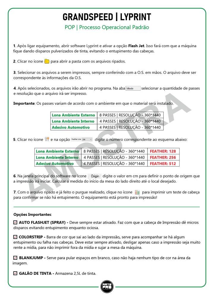 Página do documento 1.1.05, o POP da GrandSpeed com o Lyprint, com a marca d'água AMOSTRA